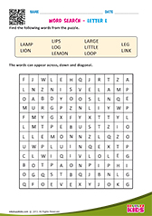 Word Search with letter l